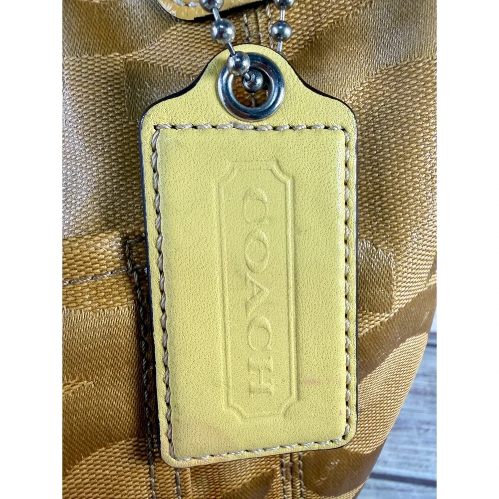 Coach Op Art Maggie Shoulder Bag Mustard‎ Yellow Jacquard Patent Leather 14264